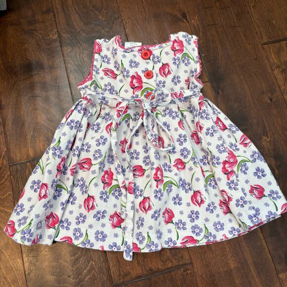 Vintage Small Steps Girls 2T Dress Floral Short Sleeve Summer Square Neck - Picture 3 of 6
